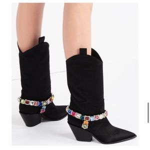 CASADEI crystal-embellished rodeo satin boots